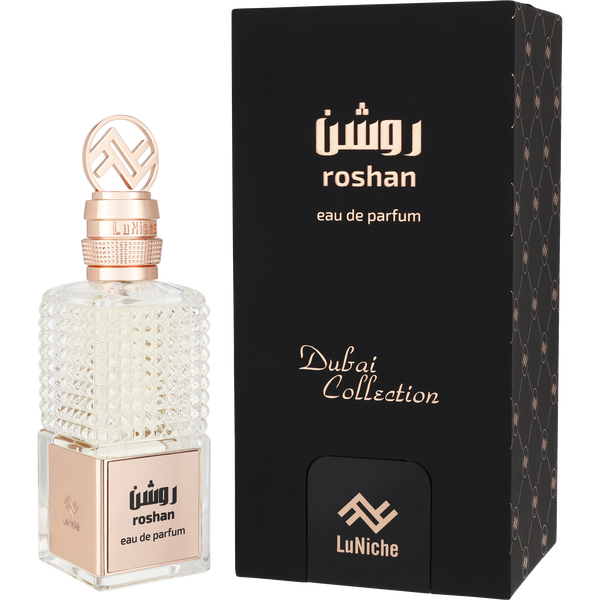 Luniche Dubai Collection Roshan Unisex Perfume Bottle & Packaging
