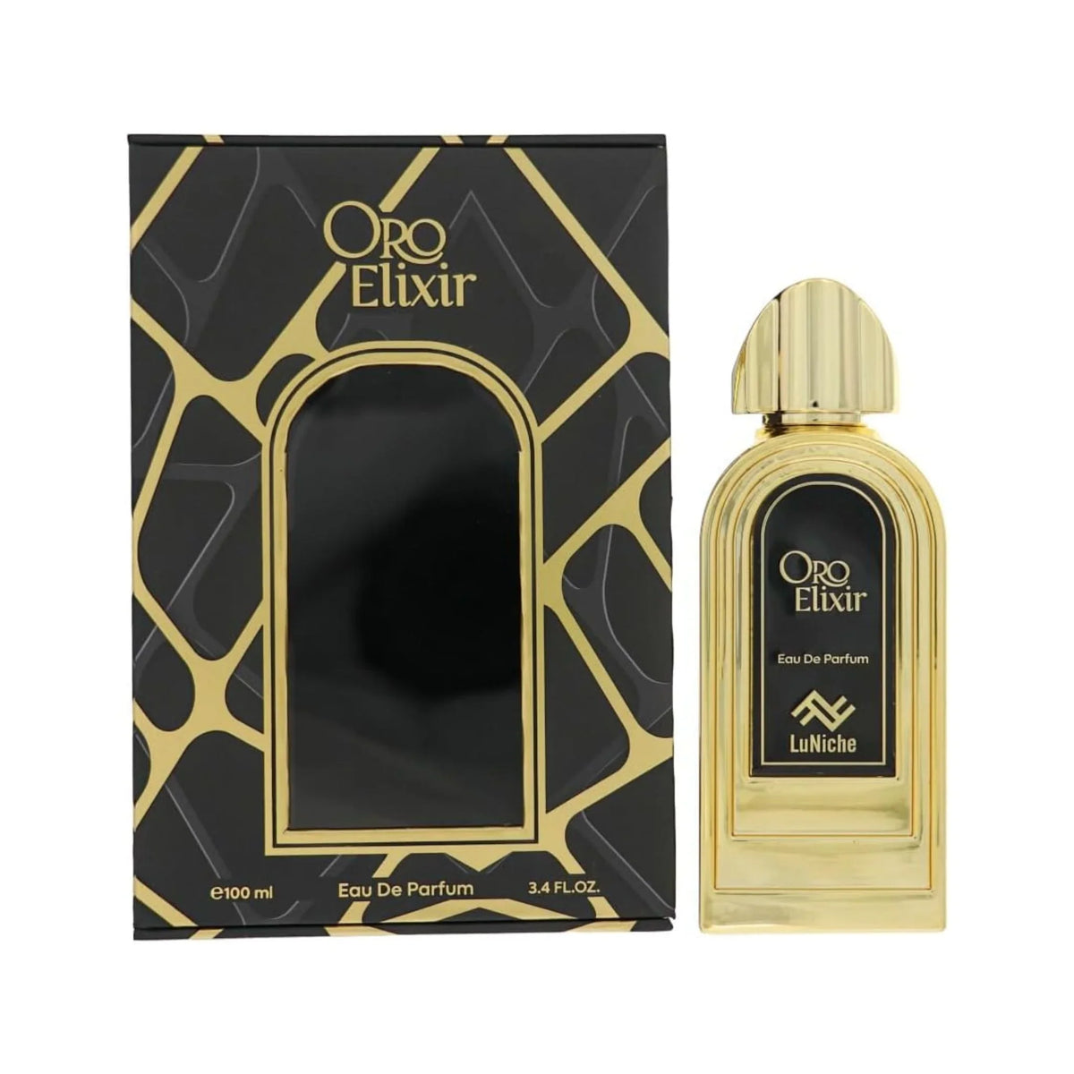 Luniche Oro Elixir Unisex Perfume Bottle & Packaging