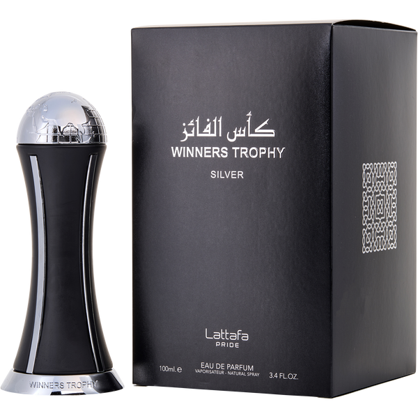 Lattafa Winners Trophy Silver Men Perfume Bottle & Packaging