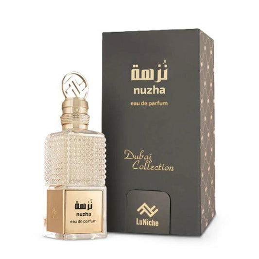 Luniche Dubai Collection Nuzha Unisex Perfume Bottle & Packaging