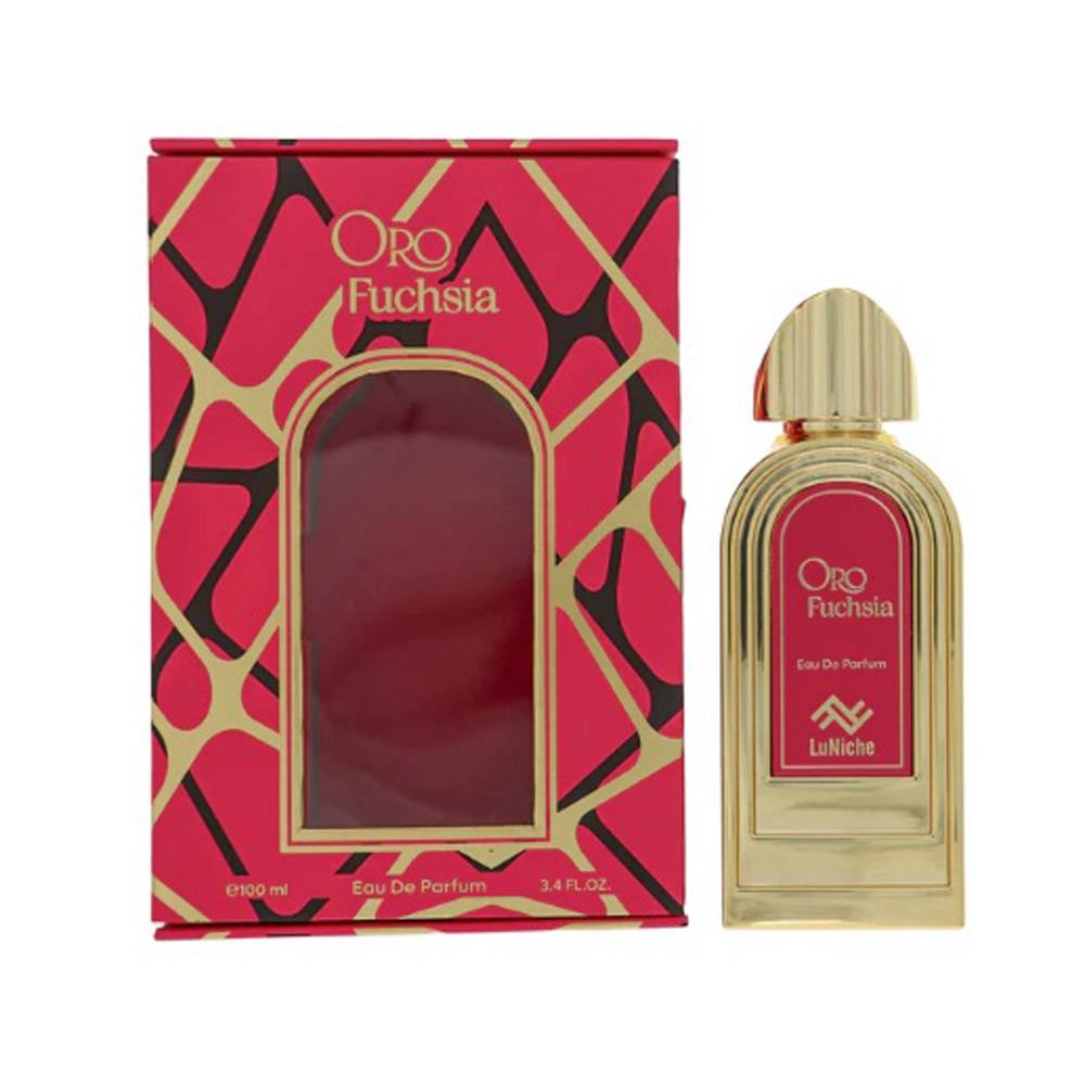 Luniche Oro Fuchsia Unisex Perfume Bottle & Packaging